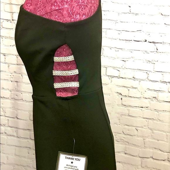 Womans black dress w/rhinestone side details. NWT - Picture 12 of 13